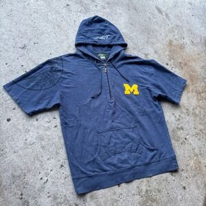 Red Jacket Michigan Wolverines Mens XL Short Sleeve Quarter Zip Hoodie Navy Blue